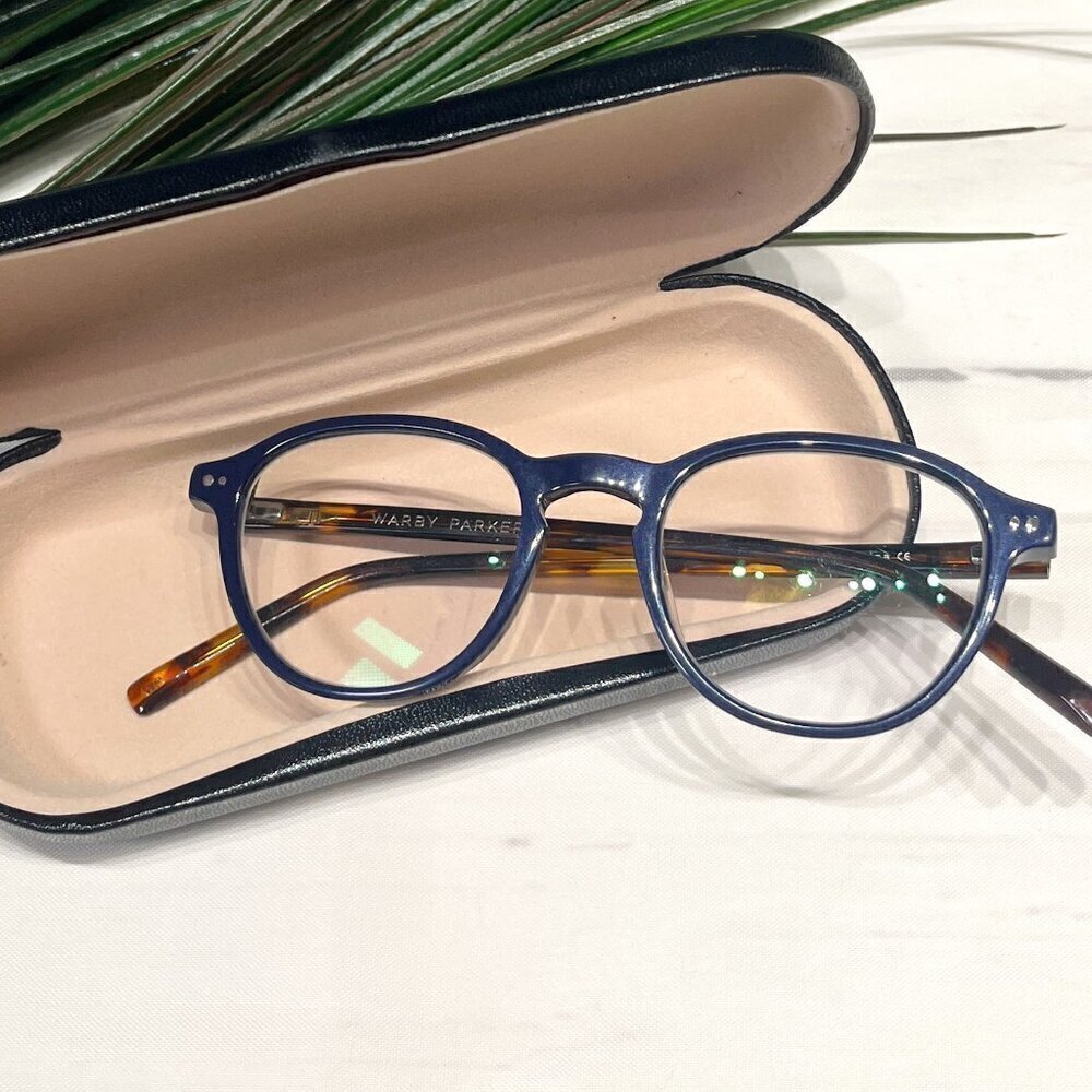 Warby Parker Blue Truesdale Prescription Glasses with Tortoise Frames 47-19-140